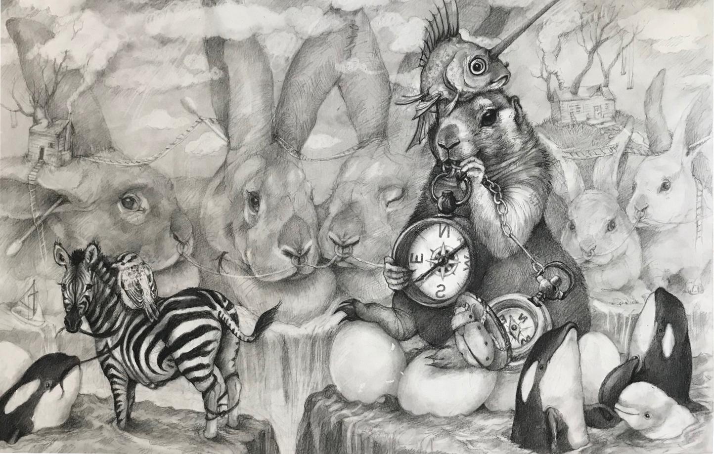 Groundhog and Zebra - Art by Adonna Khare