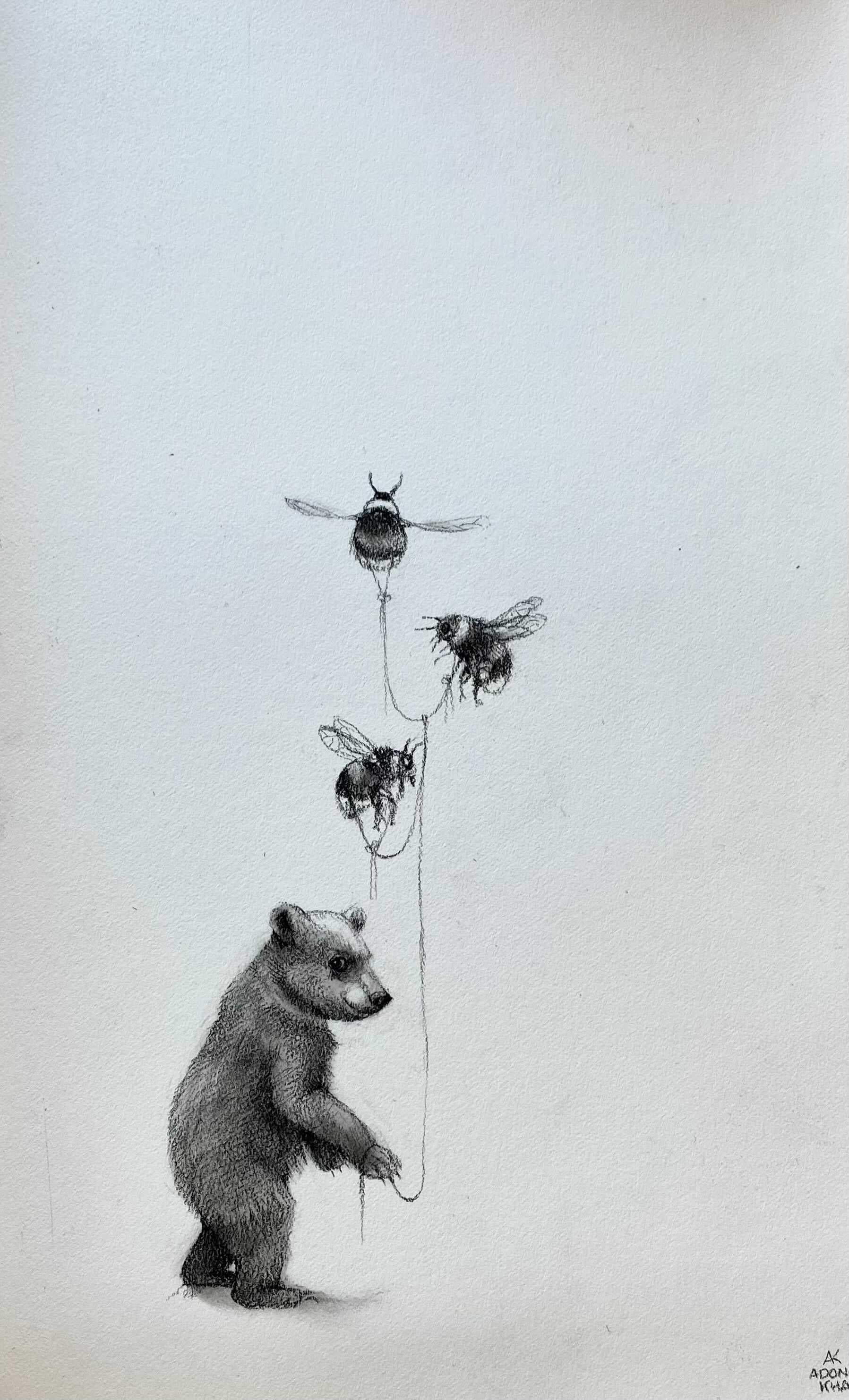 Bear and Bumble Bees - Art by Adonna Khare