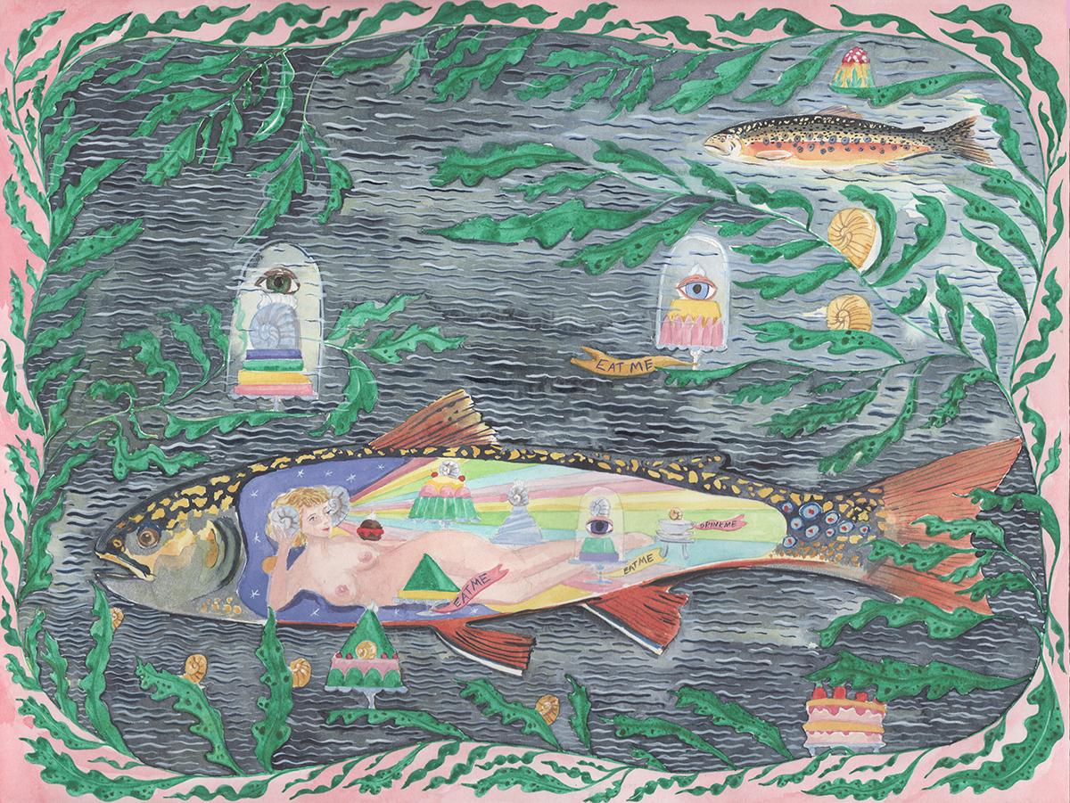 Inside the Belly of a Brook Trout - Painting by Dana Sherwood