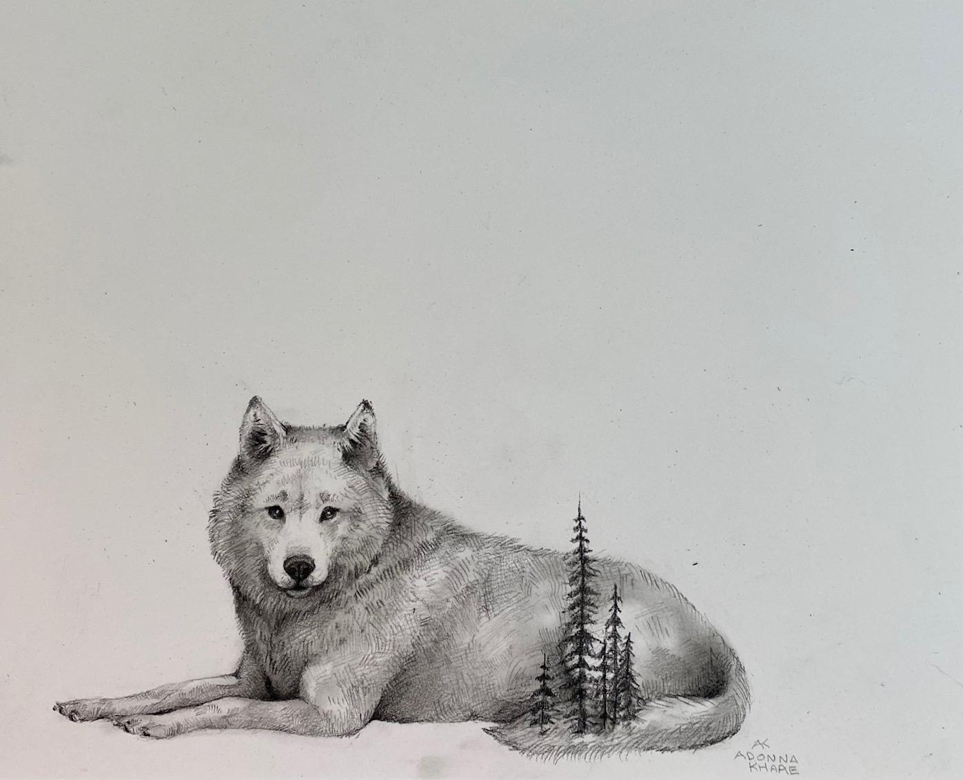 Adonna Khare Animal Art - Wolf With Trees