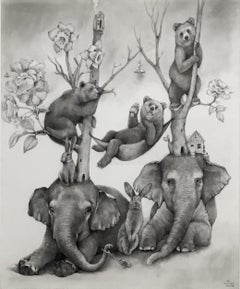 Elefante, osos y hamaca