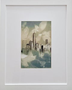 "New York Skyline", Contemporary, Plant, Blue, Cyanotype, Photograph, Drawing