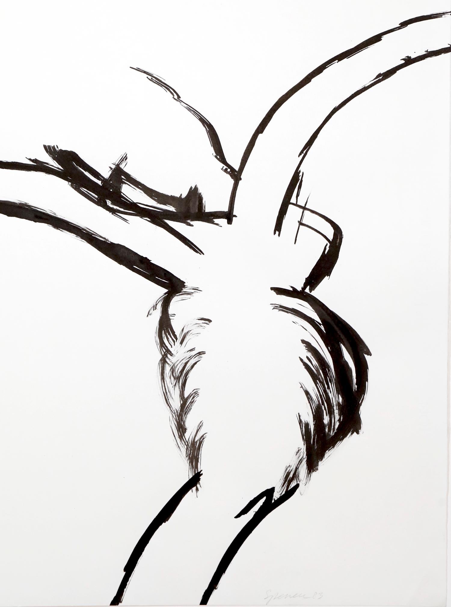 “Limited Atonement” by artist Mary Spencer is a 30 x 22.25 inch contemporary ink drawing on paper. The drawing is signed and dated on the front.

Mary Spencer’s works on paper investigate gaze as an extension of the heart and a porthole to the past.