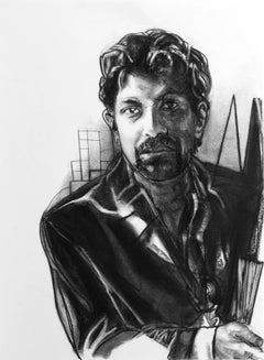 "Math of a Real World", contemporary, portrait, man, charcoal, drawing