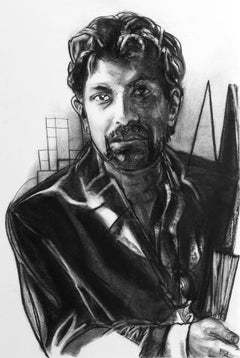 "Math of a Real World", Contemporary Portrait, Man, Charcoal Drawing