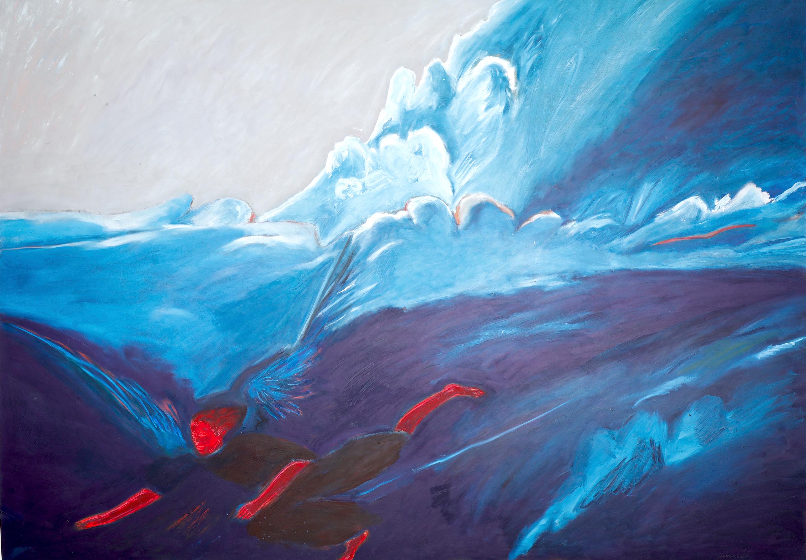 "Messenger", Contemporaneo, Blu, Viola, Pastello, Disegno - Art di Mary Spencer
