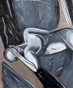 "Passing Over", Surreal, Figure, Fish, Mixed Media