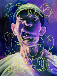 "King Yellowman", Contemporary Portrait, Jamaican, Reggae, Pink, Purple, Pastel