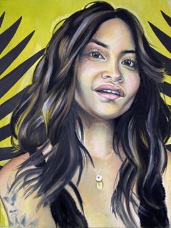 "si Jasmine", Ritratto contemporaneo, Donna, Botanica, Nero, Verde, Pastello