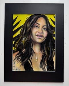 "si Jasmine", Ritratto contemporaneo, Donna, Botanica, Nero, Verde, Pastello