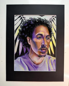 "Si Simeon", Ritratto contemporaneo, Uomo, Palma, Viola, Verde, Nero, Pastello