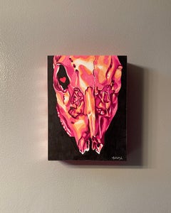"Horse Skull", Contemporary, Hearts, Neon, Pink, Black, Drawing