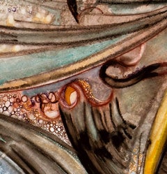 "Turbulence", Abstrakt, Gelb, Rot, Braun, Mischtechnik, Aquarellmalerei