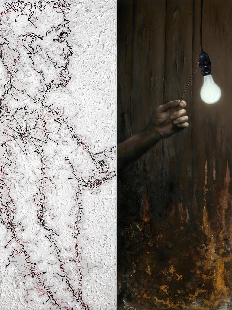 Steve Sangapore "Discovery", oil painting, ink, contemporary