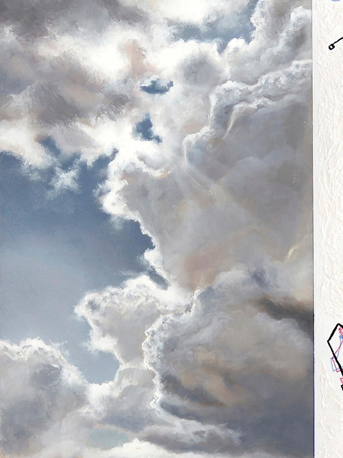 „Collapse: Of the Environment #2“, realistisch, Landschaft, Blau, Tinte, Ölgemälde (Zeitgenössisch), Painting, von Steve Sangapore