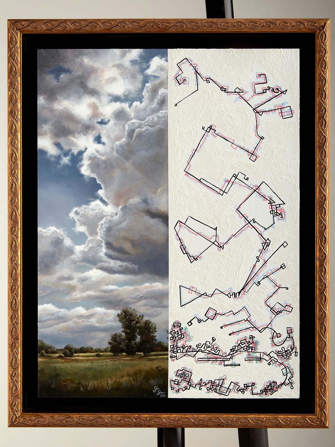 „Collapse: Of the Environment #2“, realistisch, Landschaft, Blau, Tinte, Ölgemälde 1