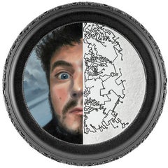 "Collapse: Of the Mind", oil painting, ink, portrait, geometric, drawing