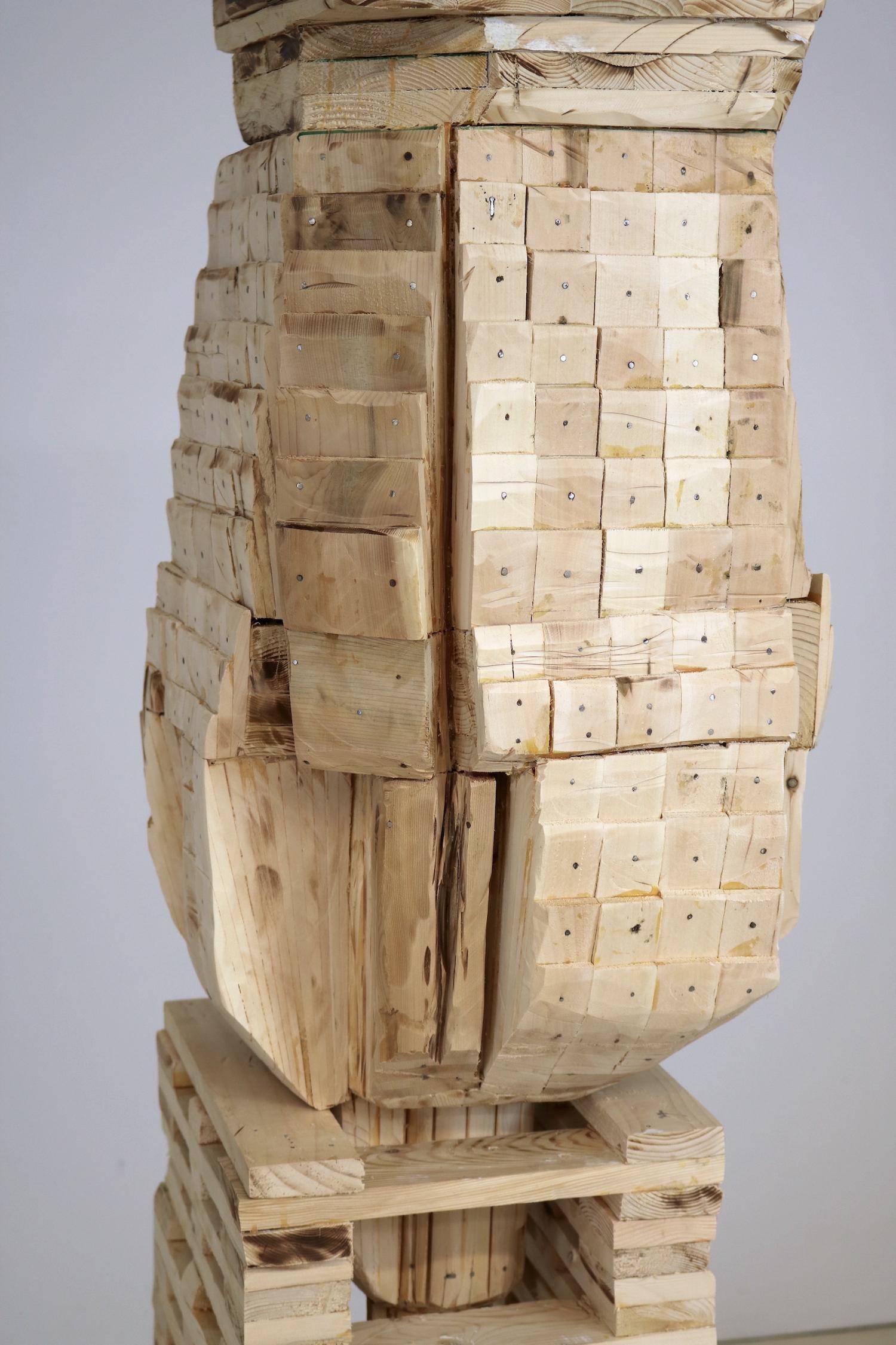 « Point of Departure 8 », contemporain, bois, architectural, sculpture - Contemporain Sculpture par Leslie Zelamsky
