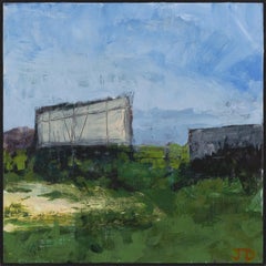 "Fort Ann VI", acrylic, painting, landscape, contemporary, green, blue, purple