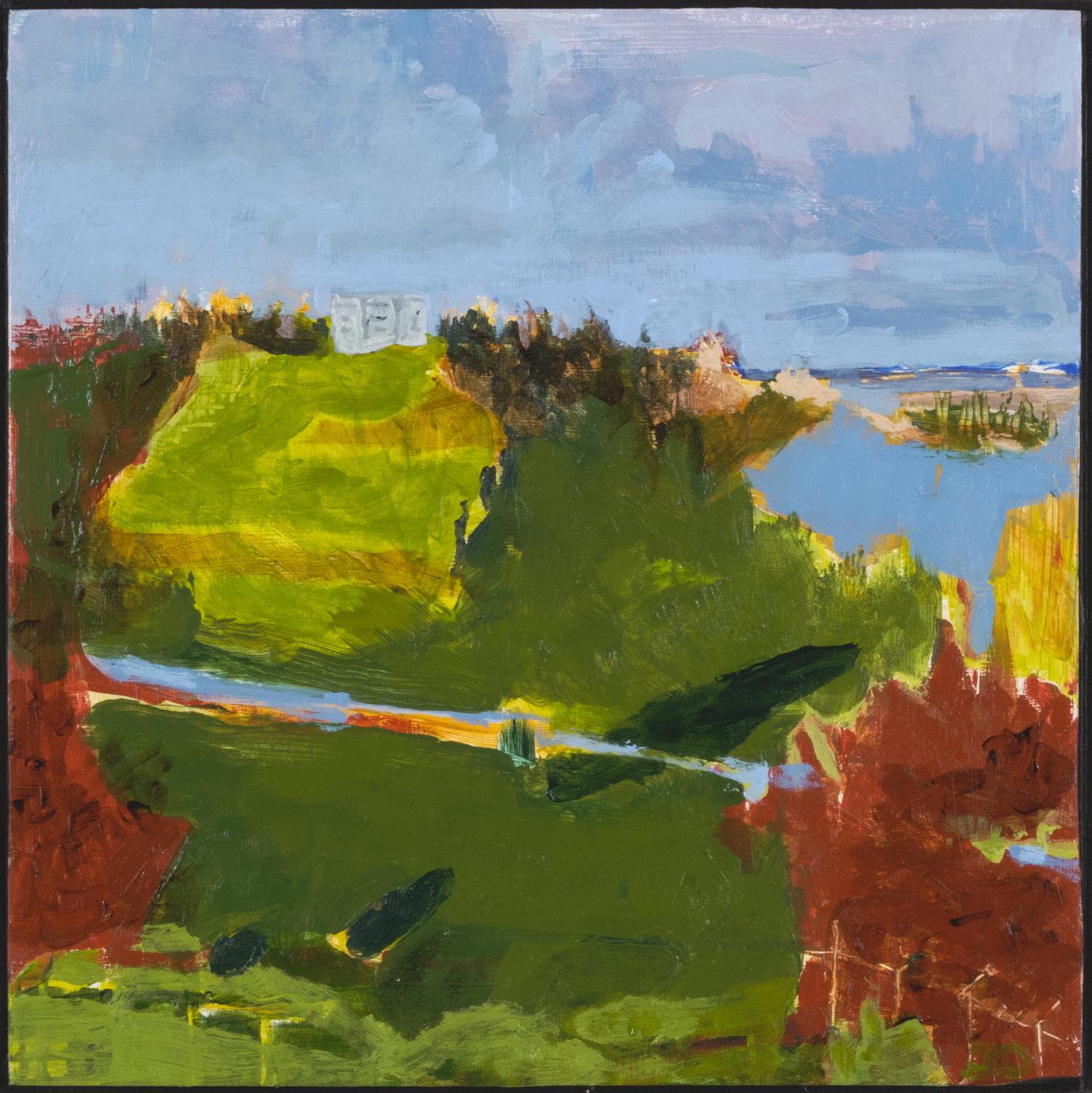 John J. Daly Landscape Painting - "Ipswich VIII, " John Daly, acrylic painting, panel, landscape, contemporary