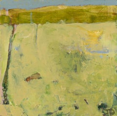 "Kildeer II, " John J. Daly, acrylic painting, landscape, abstract, yellow, green