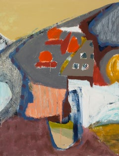 "Un posto che conosco", astratto, paesaggio, arancione, pittura acrilica