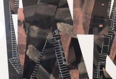 "Splinter", mixed media, collage, abstract, black, white, brown