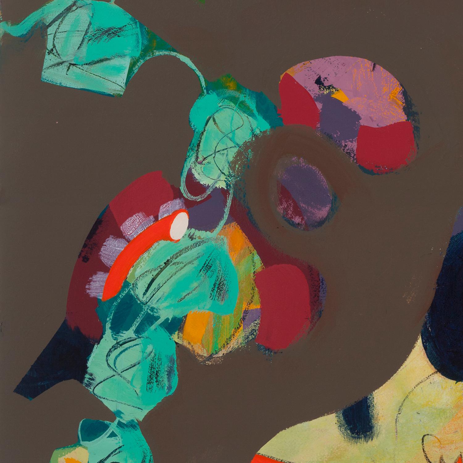 „Archipelago“, abstraktes, taupefarbenes, gelbes, rosafarbenes, orangefarbenes, rotes Acrylgemälde (Abstrakt), Painting, von Melissa Shaak