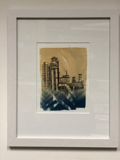 "Entanglement 12", Contemporain, raffinerie de pétrole, plume, encre, cyanotype, photographie.