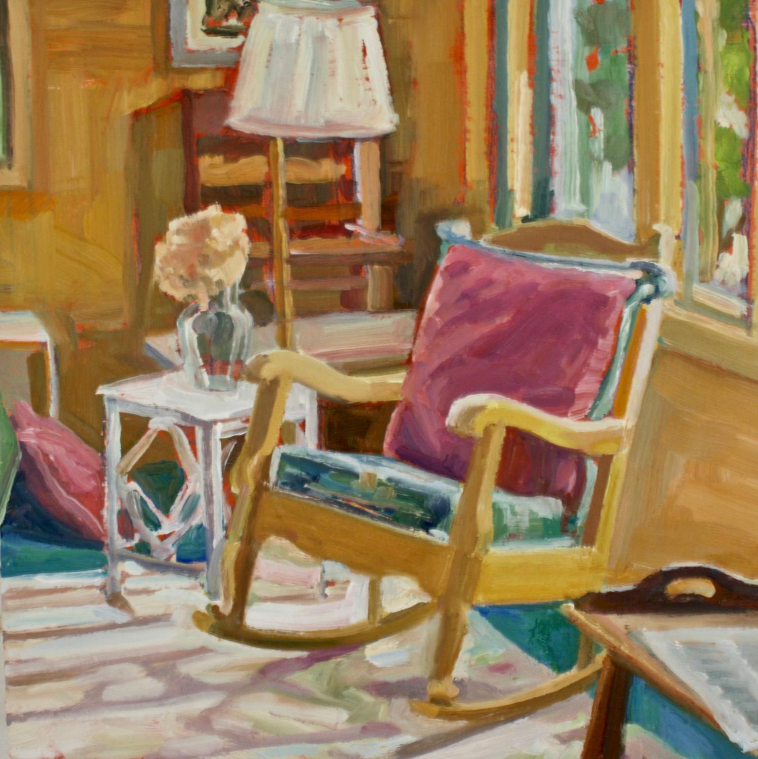 "Lanni's Rental", interiors, high chroma, vibrant, oil painting - Painting by Jill Pottle