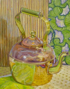 "Copper Pot", contemporary, still life, retro, high chroma, oil painting