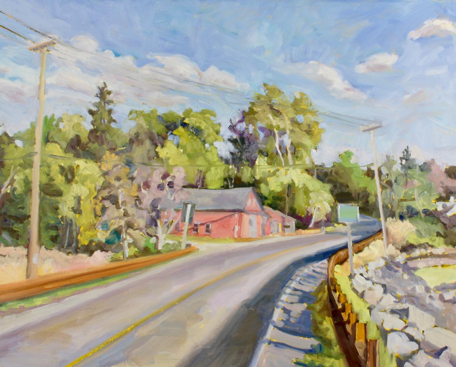 Jill Pottle Landscape Painting - "It's a Long Road Home", landscape, high chroma, vibrant, nature, oil painting
