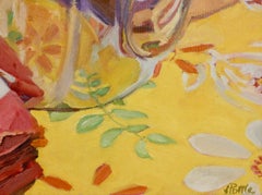 "Hostess", oil painting, still life, pot, retro, ready to hang