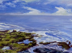 "End of Giant Stairs", oil painting, seascape, expressive, coast, Maine, vibrant