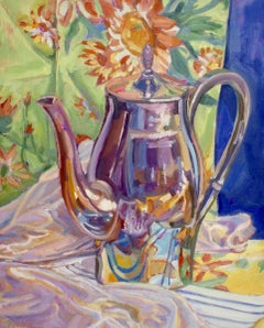"Flower Pot", still life, retro, ready to hang, high chroma, oil painting