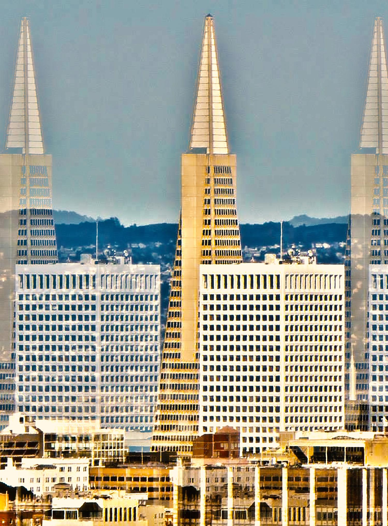 "Transamerica", landscape, San Francisco, California, blue, gold, photograph - Photograph by Meghan Mirasolo