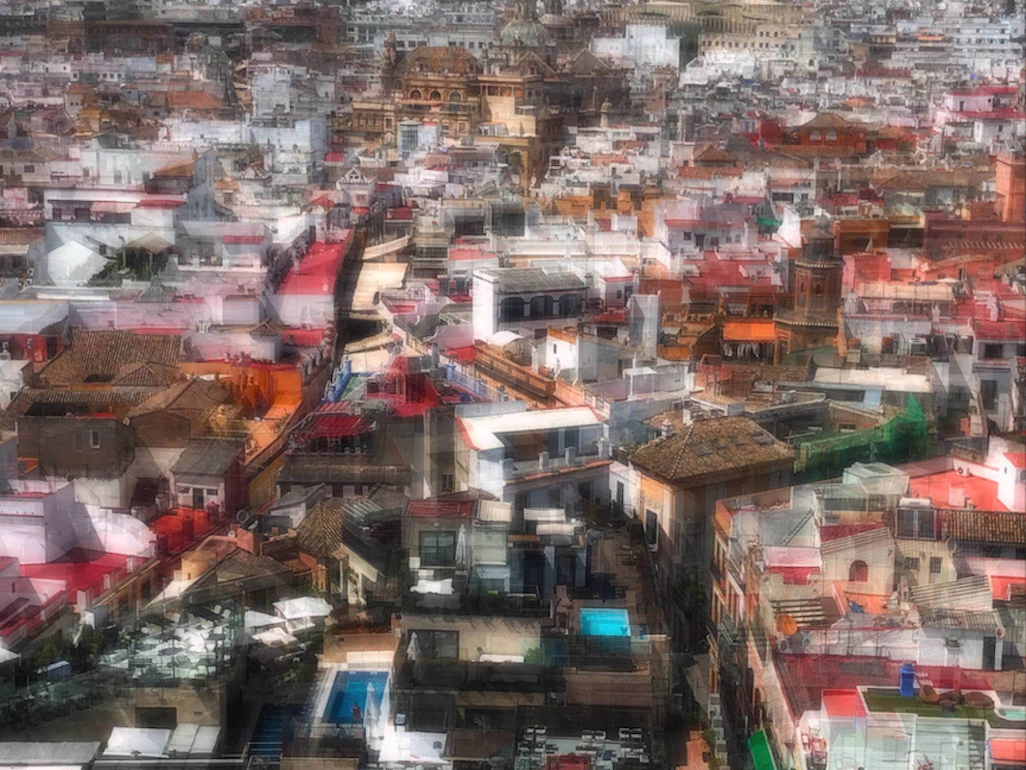 "Seville", landscape, Spain, city, urban, reds, whites, oranges, photograph