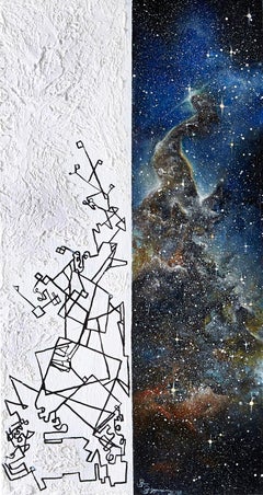 "MACROCOLLAPSE", oil, ink, painting, geometric, landscape, contemporary, realist