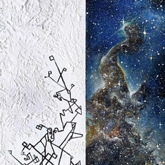 "MACROCOLLAPSE", oil, ink, painting, geometric, landscape, contemporary, realist