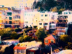 "Corona Heights", landscape, San Francisco, buildings, orange, beige, photograph