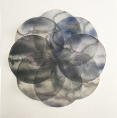 "Convergence 10", watercolor, painting, circles, geometry, greys