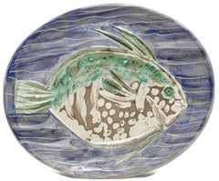 Ramie 180 Picasso Madoura Ceramic Blue Fish