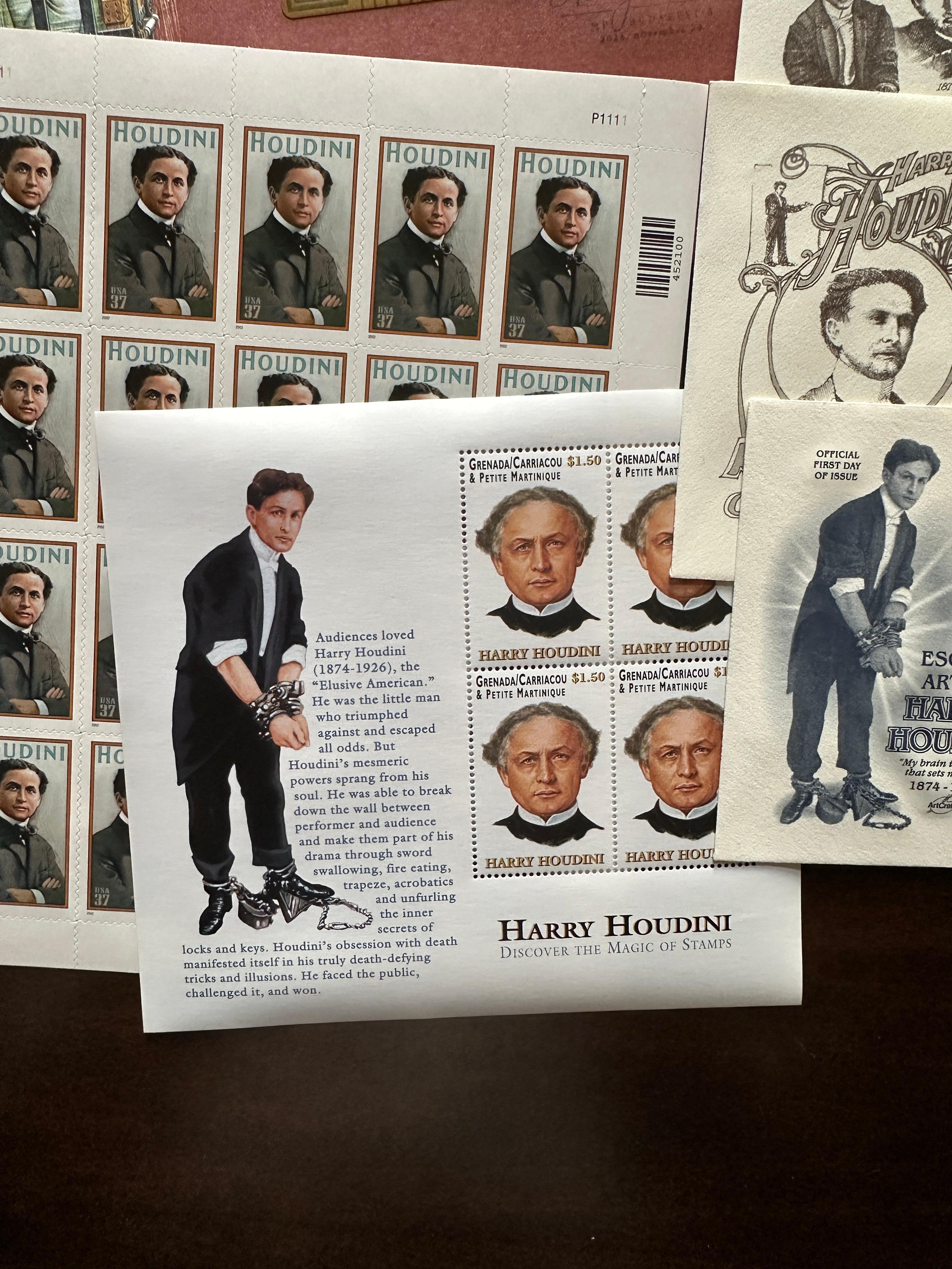 Estampilles Houdini premier jour d'édition collection - Photoréalisme Art par Harry Houdini