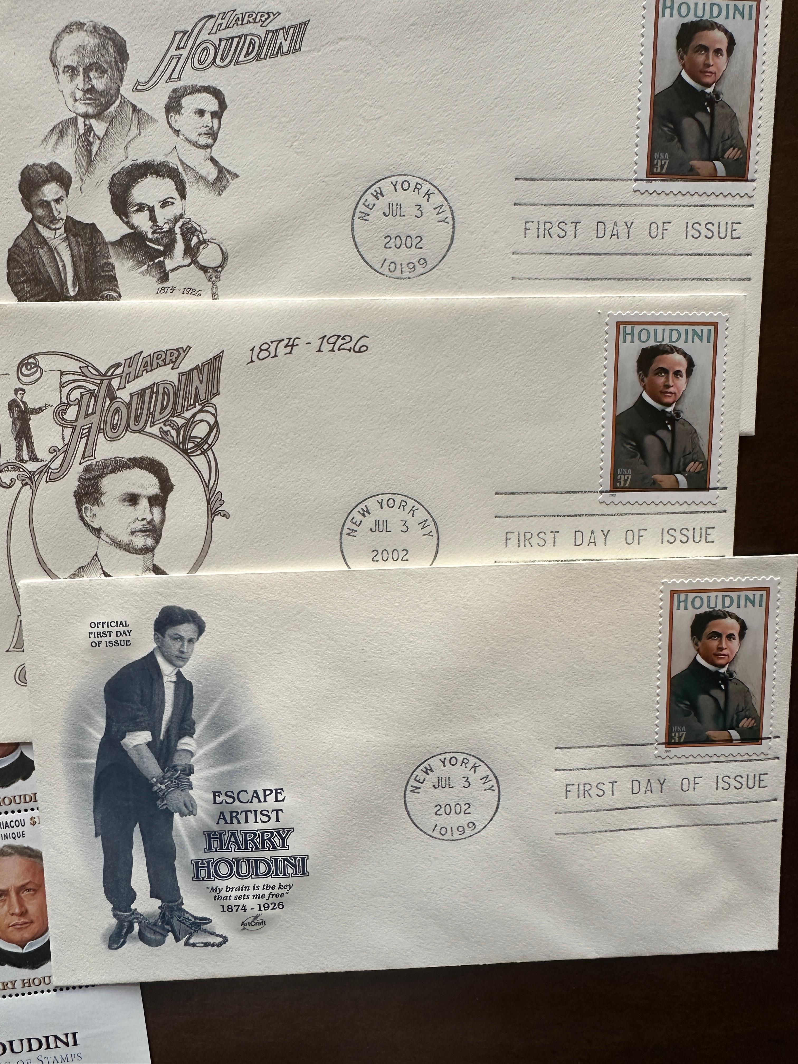 Estampilles Houdini premier jour d'édition collection en vente 9