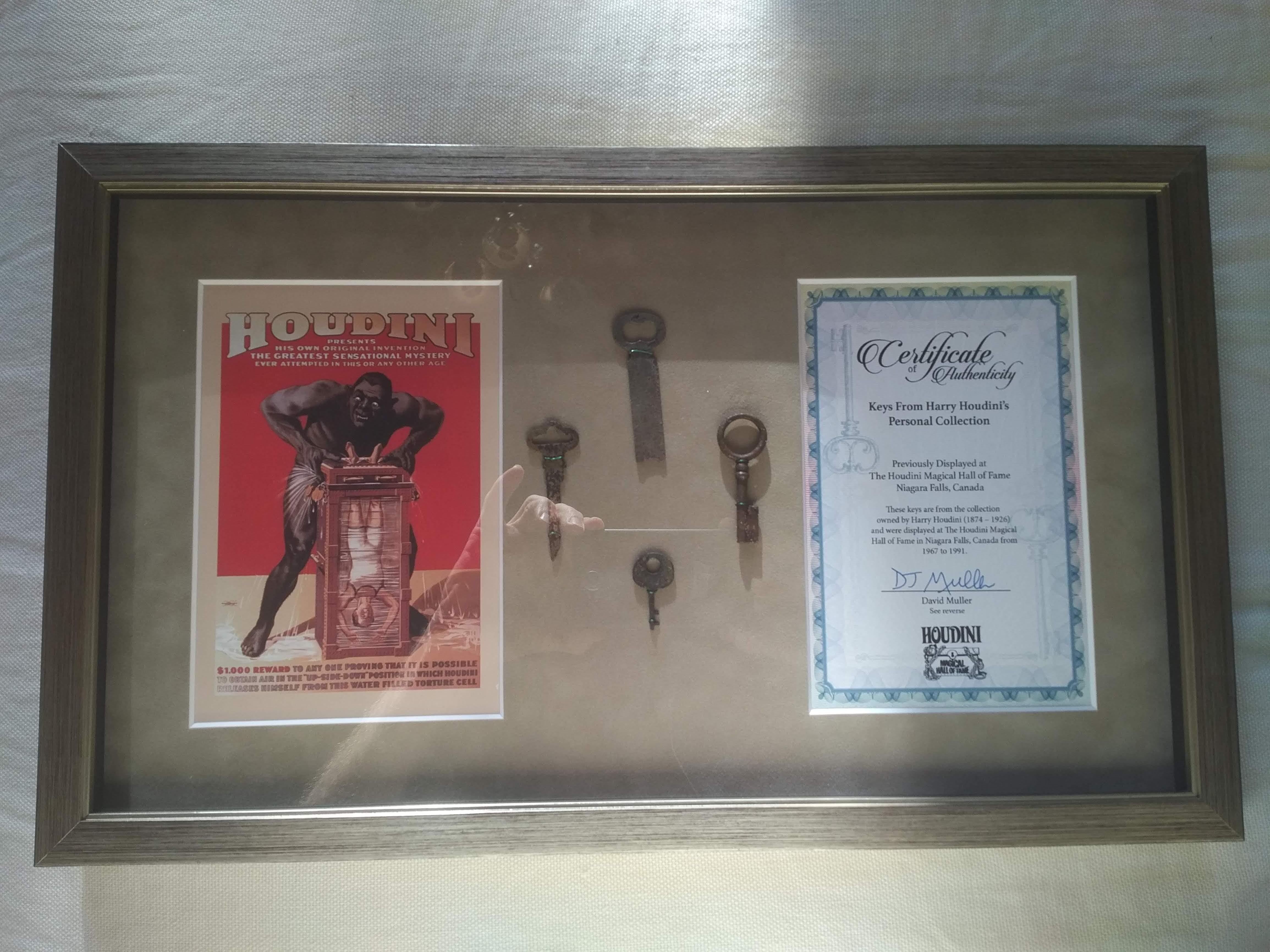 Original Houdini Keys from Houdini Museum with Certificate of Authenticity - Art by Harry Houdini