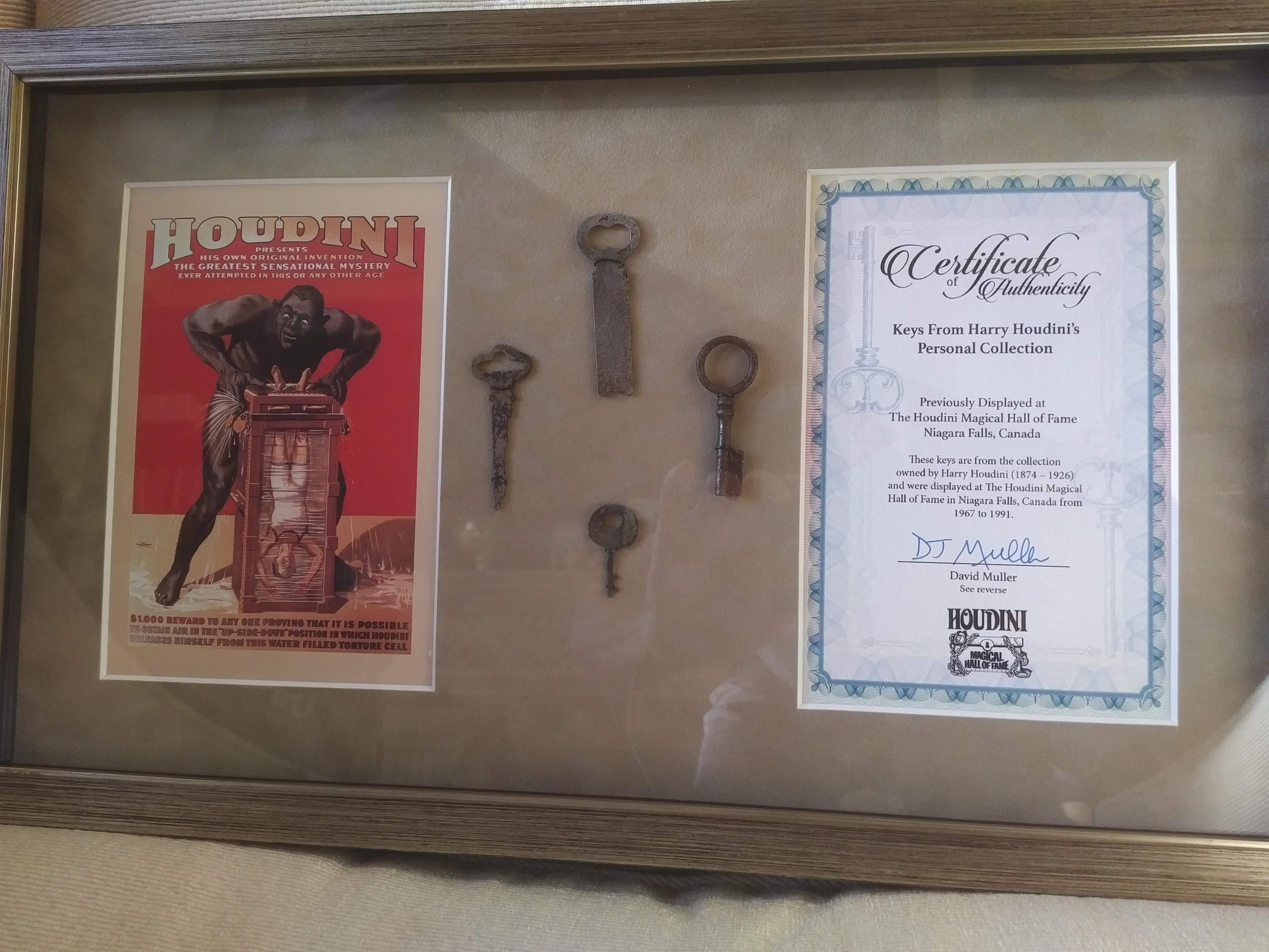 Original Houdini Keys from Houdini Museum with Certificate of Authenticity 8