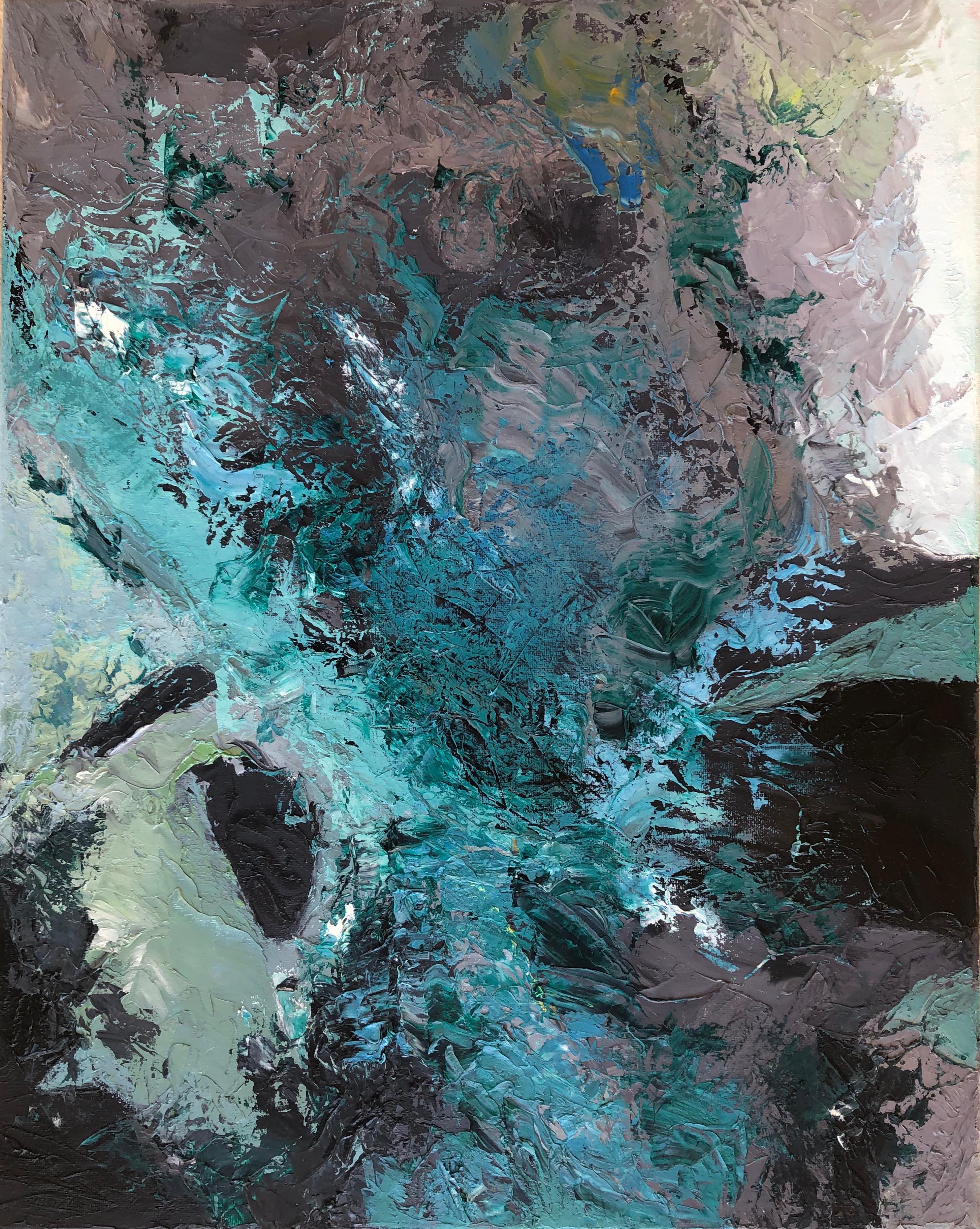 Richard Fusco Abstract Painting - River Rocks