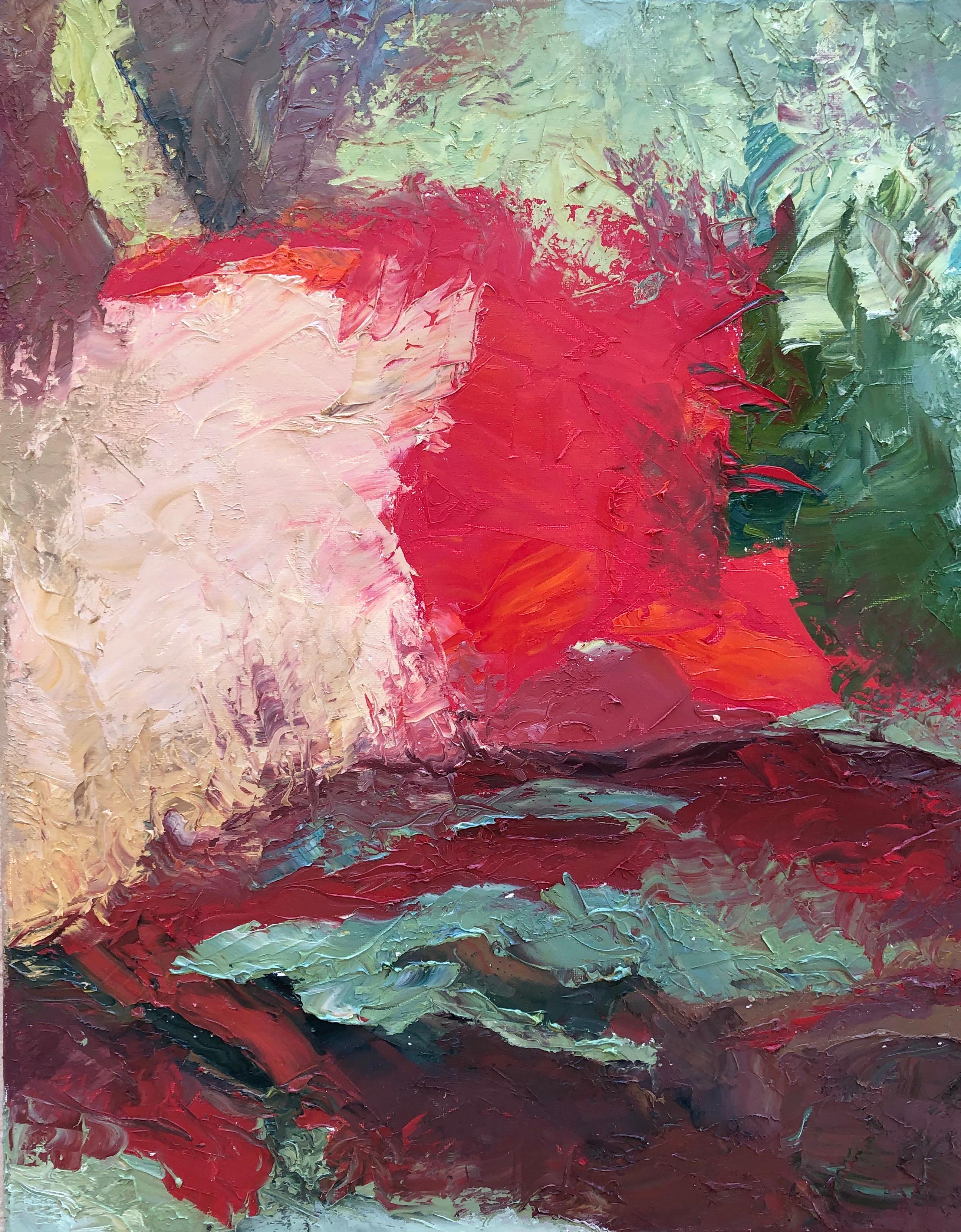 Richard Fusco Abstract Painting - Red, White, and Green