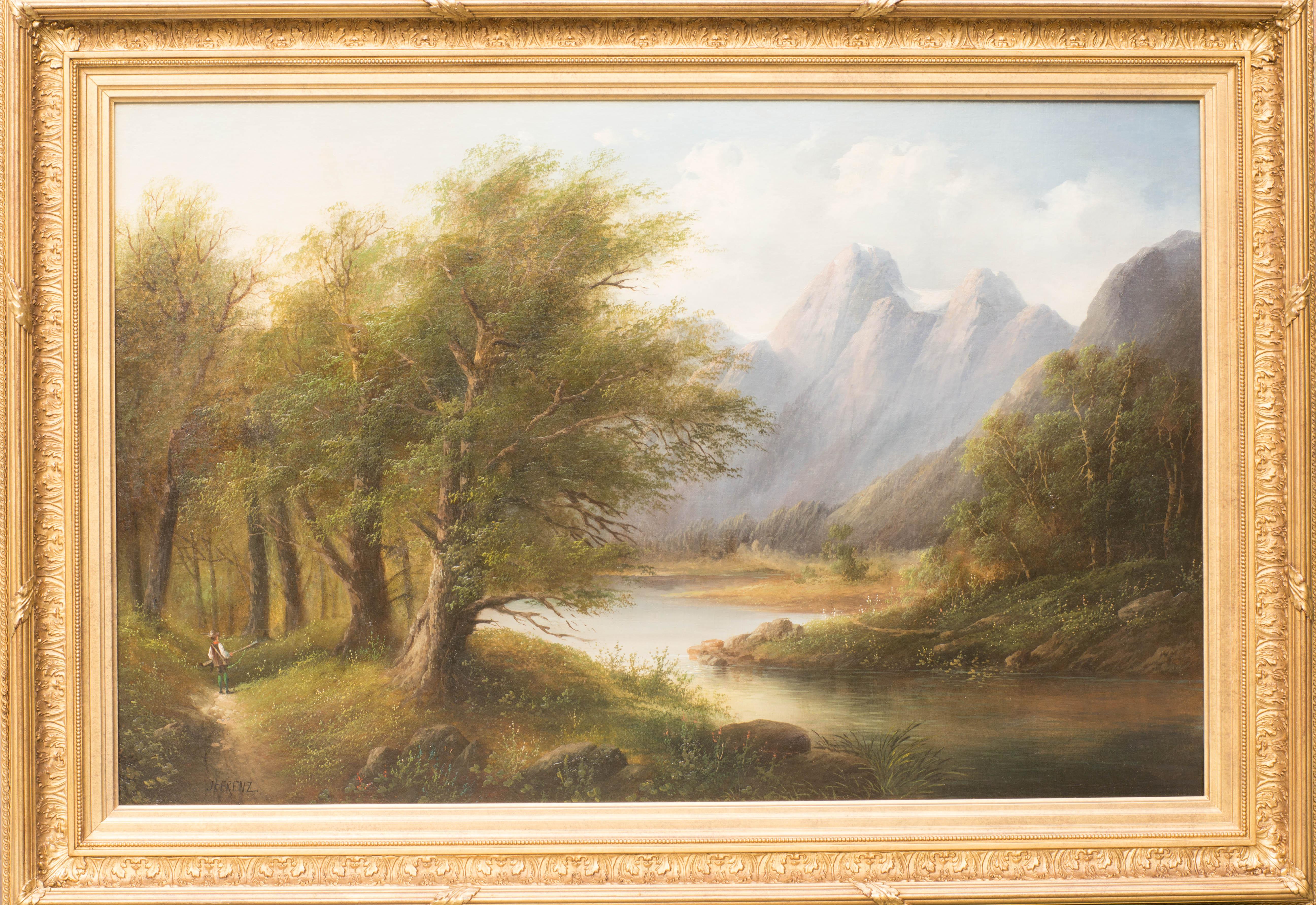 J Ferenz Landscape Painting - A Hunter in the Alps