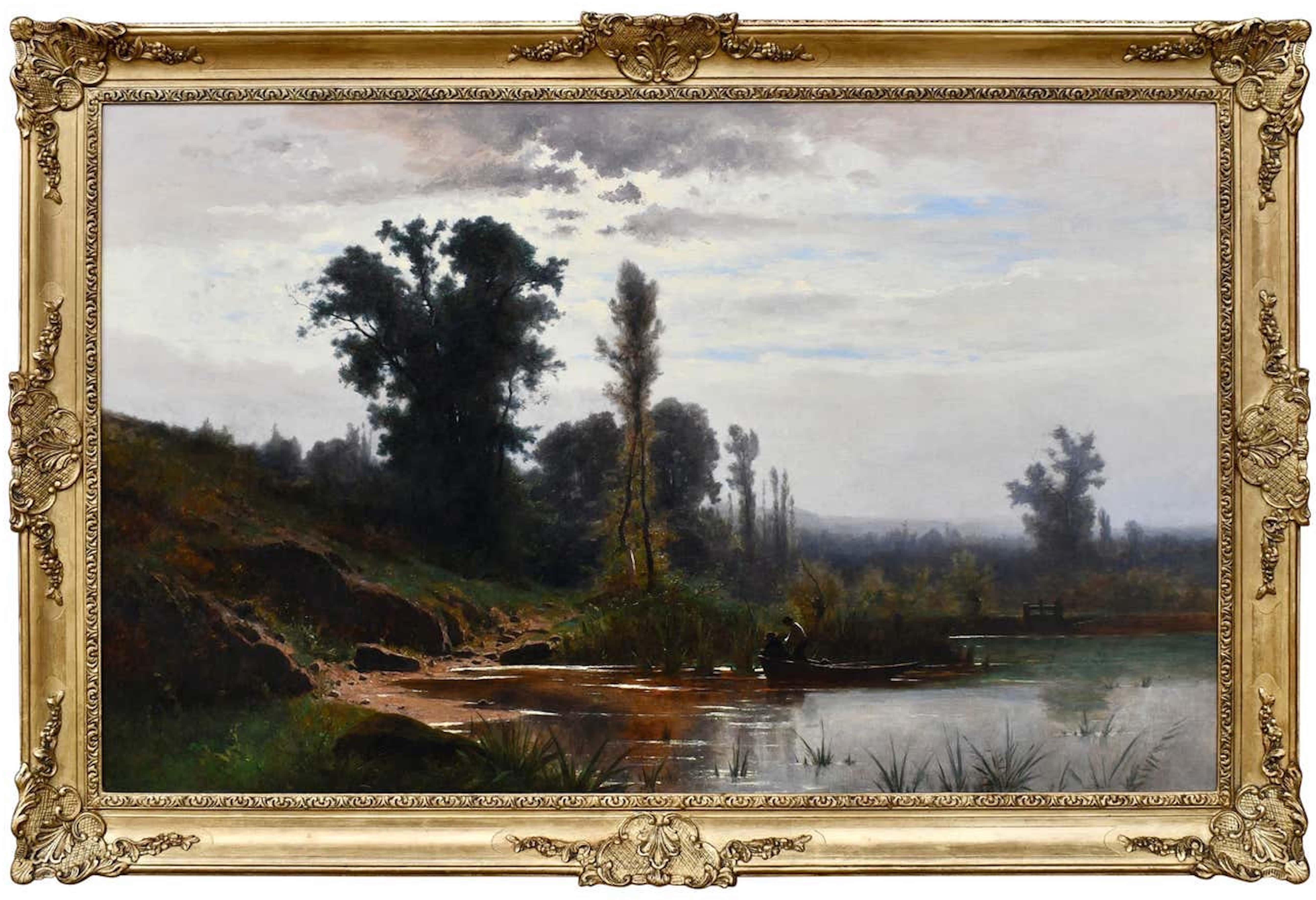 Gustave Castan Landscape Painting – An der Flussbank